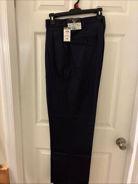 Countess Mara Men's Navy Dress Pants - Classic Pleated Trousers